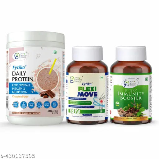 Protein powder Chocolate flavour-400G,Rosehip Powder extract-60 Tabs + Fytika Immunity Booster (Immune system support)-60 Tabs (Pack of 3) - Springkart 
