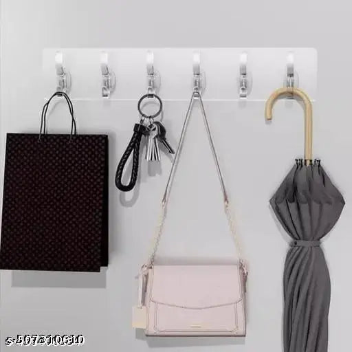 (Pack Of 3) 6 In 1 Self Adhesive Wall Hooks, Heavy Duty Sticky Hooks for Hanging