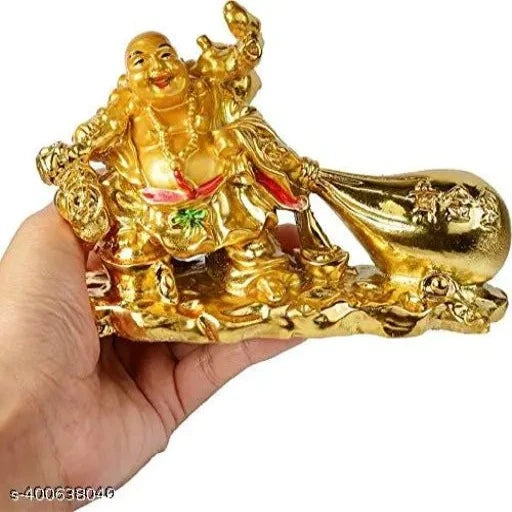 Vastu Feng Shui Laughing Buddha with Money Potli (Bag) for Good Luck Health Wealth Prosperity