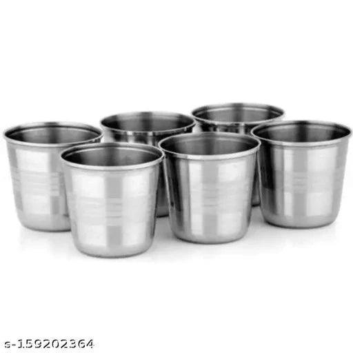 Stainless Steel Glass Set (6 pieces, 7.4cm dia, 360ml) - Springkart 