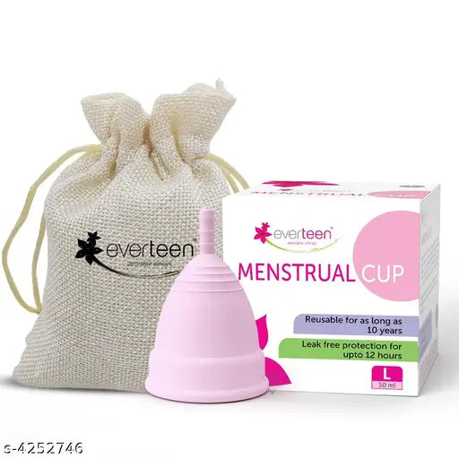 everteen Large Menstrual Cup for Periods | Odor-Free, Rash-Free, No Leakage | 12-Hour Protection | Reusable For Up To 10 Years | Medical-Grade Silicone | Free Pouch | Sanitary Cup for Feminine Hygiene - 1 Pack - Springkart 
