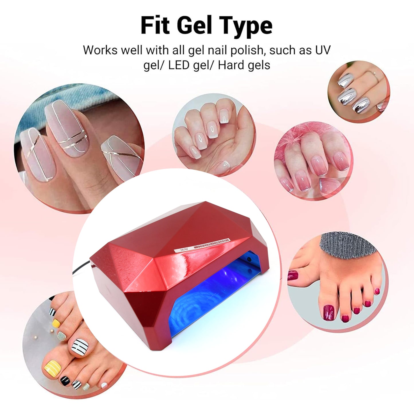 36w Led Nail Dryer Curing Nail Polish Uv Gel Diamond Shaped Nail Dryers (1 Pc) - Springkart 