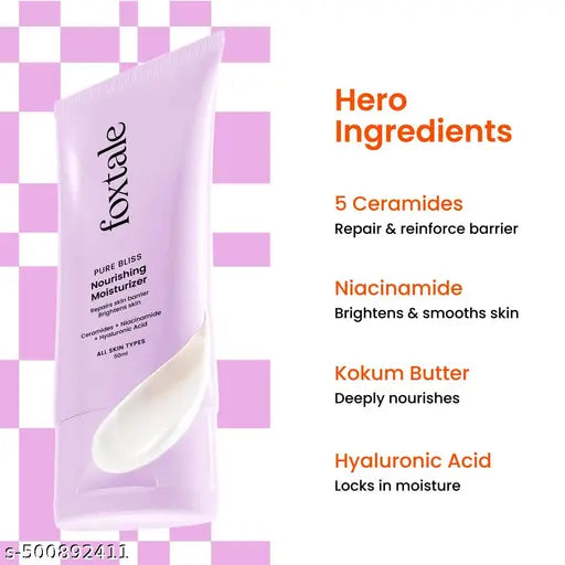 Foxtale Nourishing Face Moisturizer - (Pack of 2) with Niacinamide for 100 Hr Hydration, Lightweight & Non-Sticky