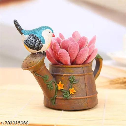 Cute Watering Can with Bird Handicraft Container Succulent Pots Flower