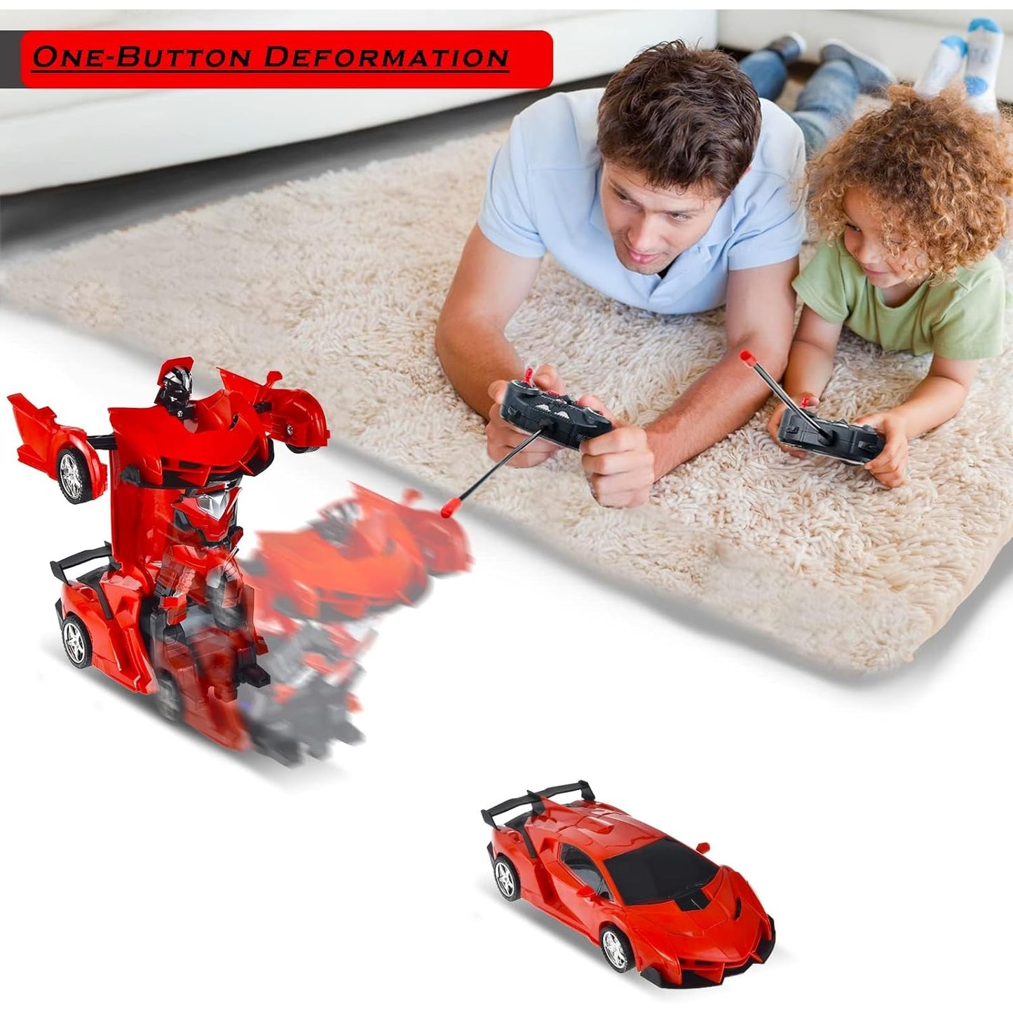 2 In 1 Automatic Robot Converted Remote Control Car With Light Scale 360drifting Deformation Robot Car Toy Kids Boys Robot Convertunique Toy For Boys (1 Pc) - Springkart 