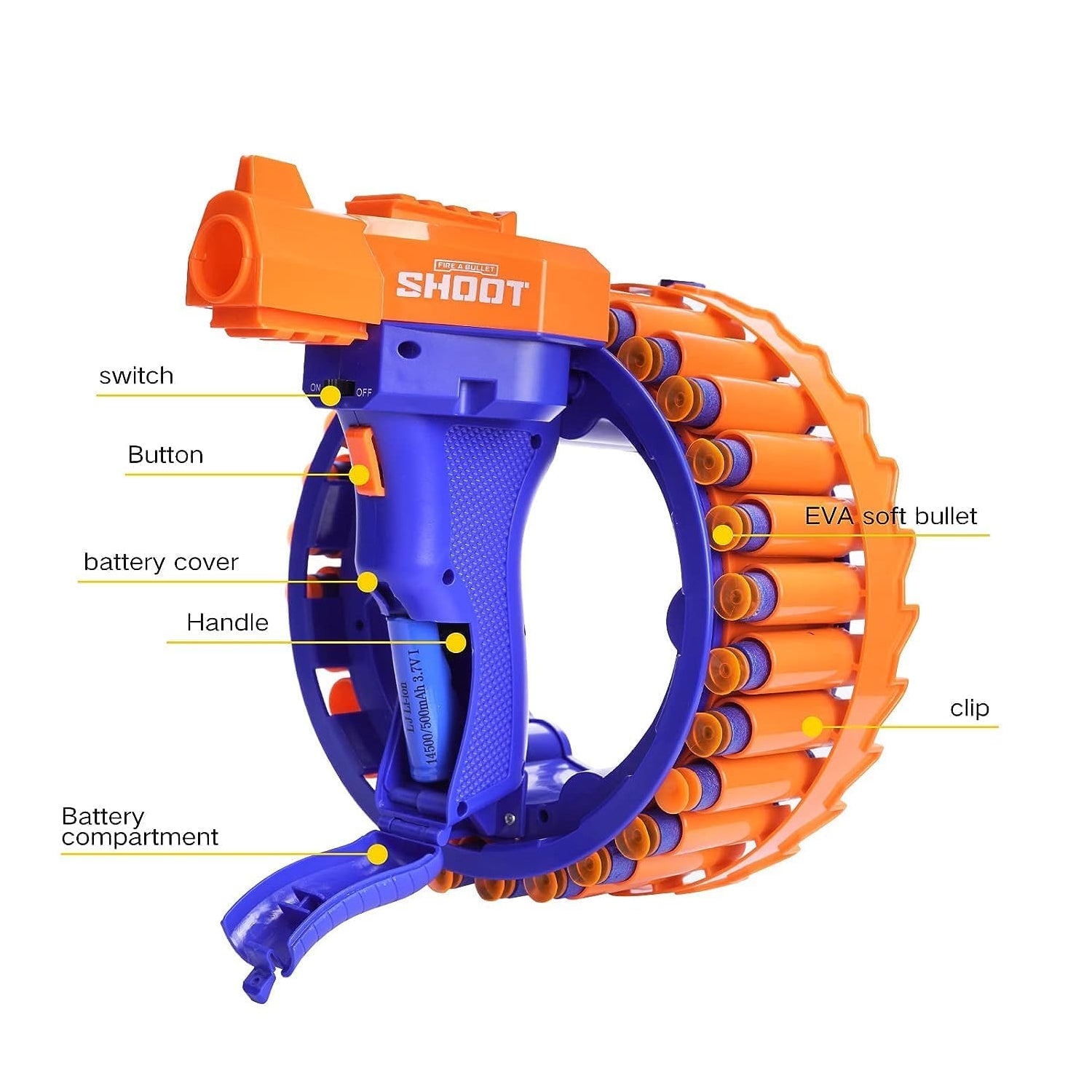 17921 Amazing Toy Gun Electric Gun For Children 28 Soft Bullets For Youth Safety Childrens Electric Hand Ring Wheel Soft Bullet Gun Gift Toys - Springkart 