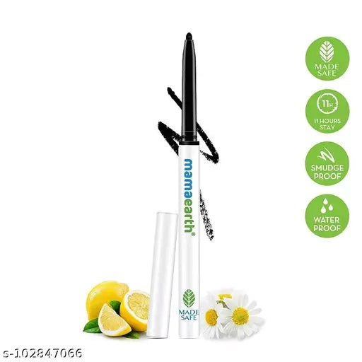 Mamaearth Charcoal Black Long Stay Kajal Black Waterproof,with Vitamin C & Chamomile for 11-Hour Smudge-free Stay - 0.35 gm