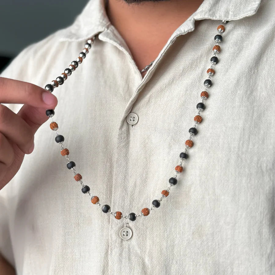 Divya Raksha Combo - Rudraksha karungali Mala with Free 7 Mukhi Rudraksha Bracelet