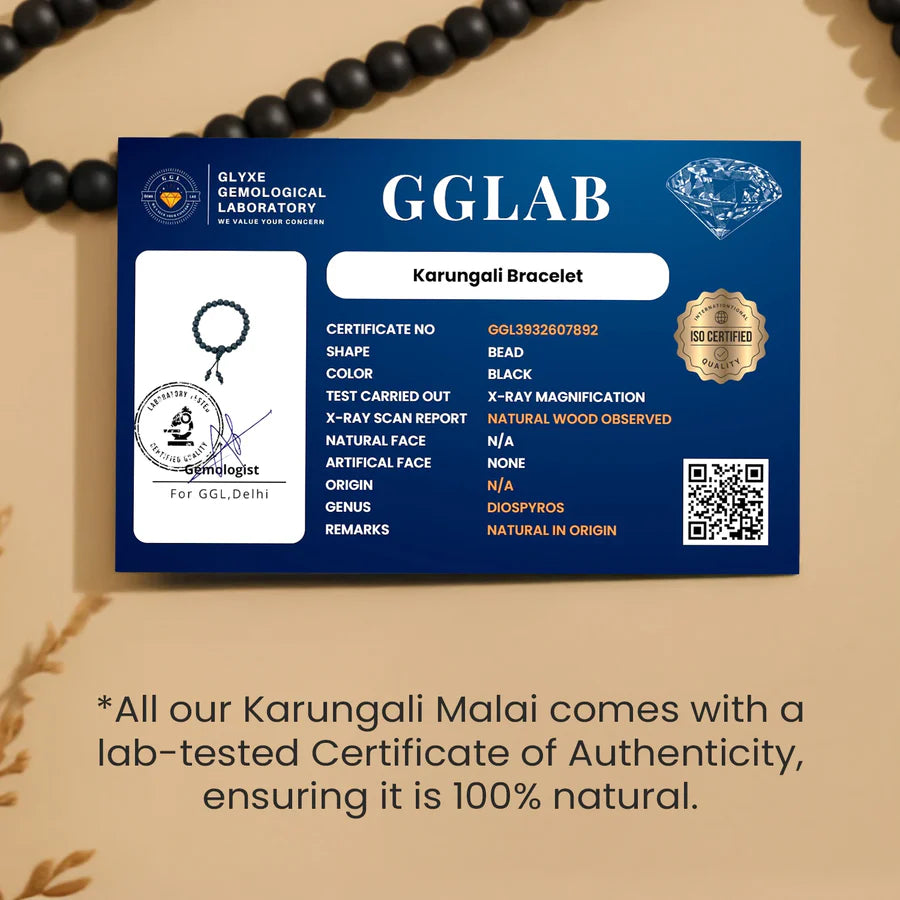 Karungali Malai (6mm, 108+1 Beads) – With Free Karungali Bracelet Gift with Govt. Certification