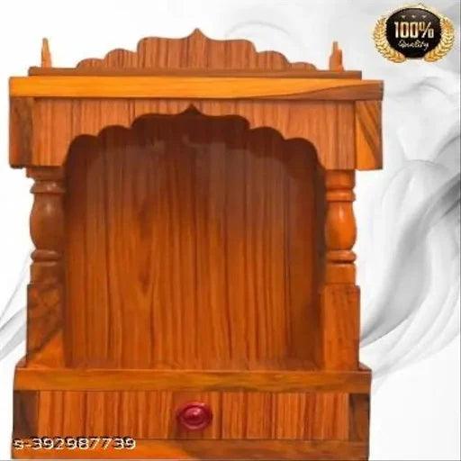 Home temple Wooden Pooja Mandir for Home Temple, Office Puja Mandir for Home Wall Hanging Size (45 x 32 x 22 cm, Brown)