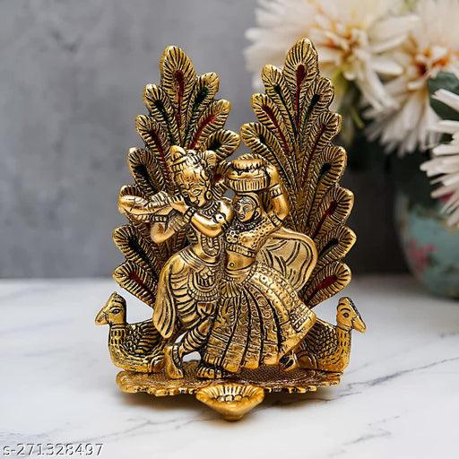 Radha krishna matki mor phankhi metal murti for Home decoration - Springkart 