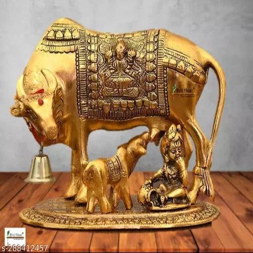 Kamdhenu Cow and Calf with Gopal metal Showpiece for Home Decor