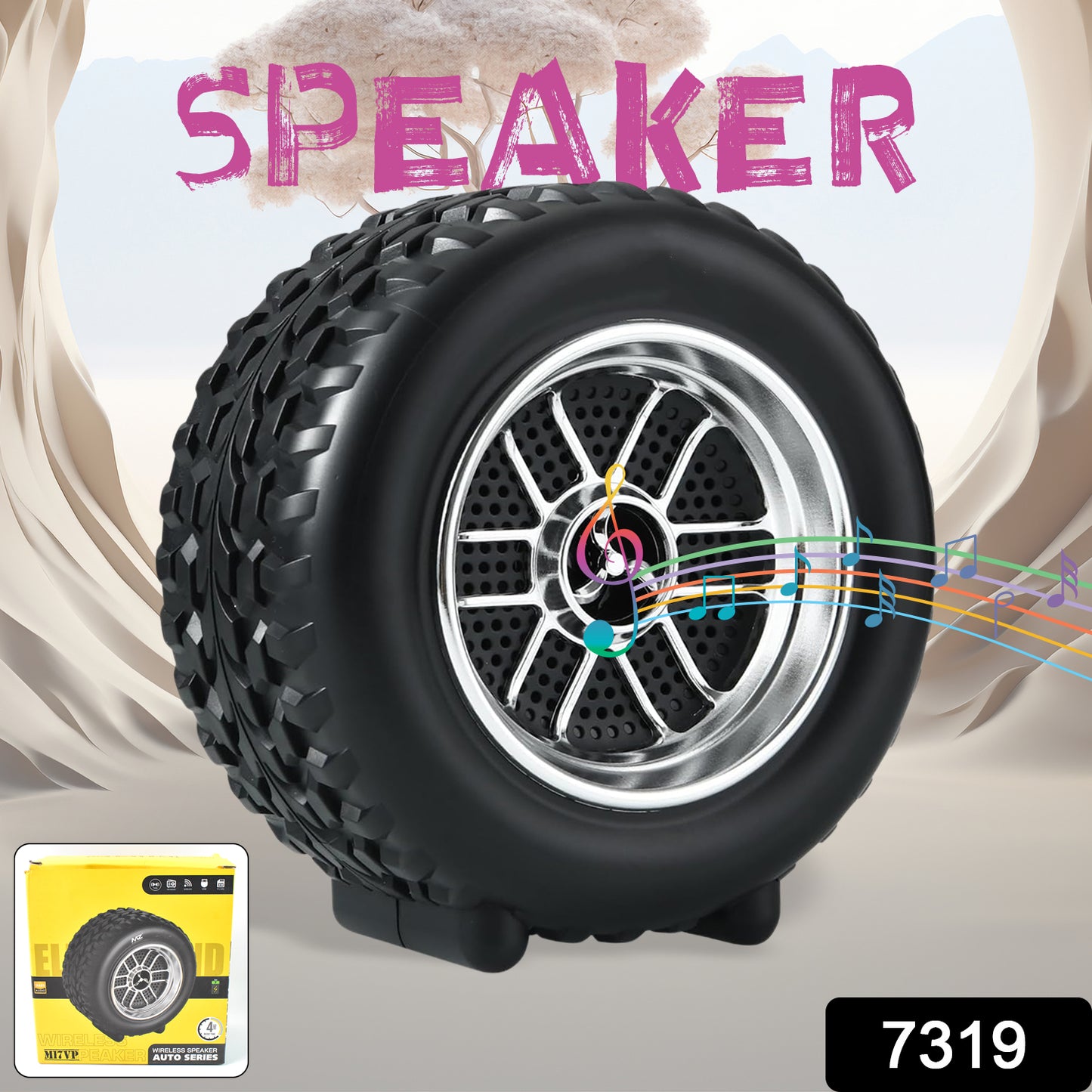 Portable Tyre  Wheel Shape Wireless Bluetooth Speaker (1 Pc)