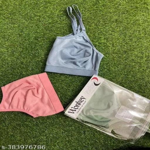 Women cotton Non padded sports bra pack of 3 - Springkart 