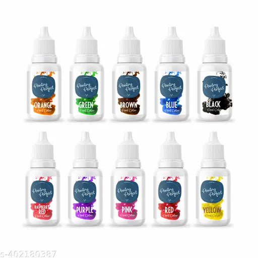 PANTRY PERFECT LIQUID FOOD COLOR 25ml COMBO OF 10 FOR BAKING, COOKING AND DECORATIONS