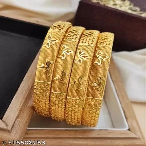 Leaf Bangels | Botanical Bangles | Stylish Leaf Bangles | Gold Leaf Bangles | Unique Leaf Accessories | Statement Leaf Bracelets For Woman & girls - Springkart 