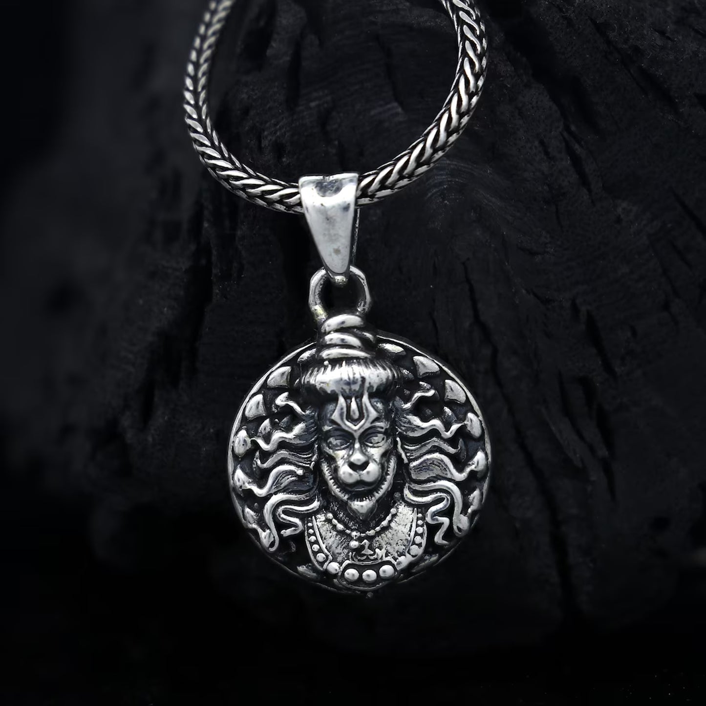 Hanuman Facelocket With Chain Pendant Necklace Chain (1 Pc) - Springkart 