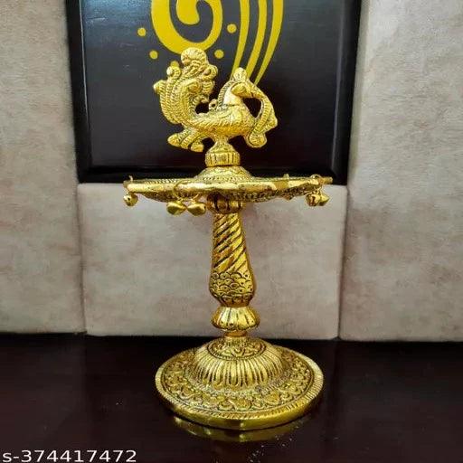 Golden Peacock Designer Diya Metal Stand