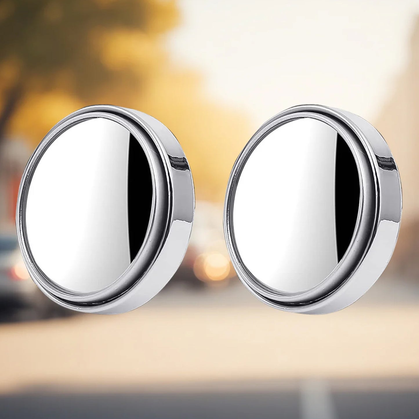 Car Blind-spot Side Mirror Silver Frame - (2 Pc  Set)