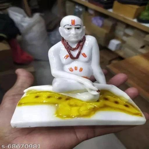 Swami Samarth/God Idol/Murti in Sitting Position for Car Dashboard (3 inches, Dust Marble) - Springkart 