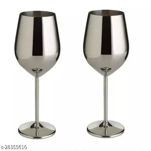 Set of 2 Stainless Steel Goblet (Wine) Glass - Springkart 