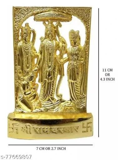 LORD Ram darbar idol/statue/murti Decorative Showpiece - 11 cm (Brass, Gold) - Springkart 