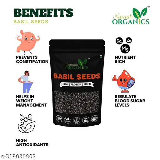 Raw basil seeds(200g) for Weight Loss(100+100)G PACK OF 2 - Springkart 