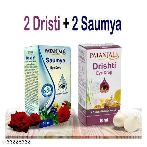 PATANJALI Drishti Eye Drop (10ml) - Pack of 2 + Patanjali Saumya Eye Drop (10ml) - Pack of 2