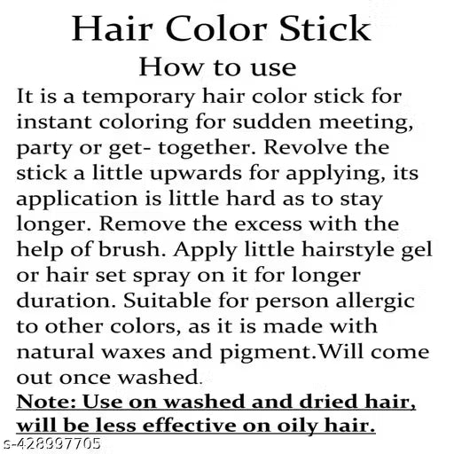 Semi Permanent Hair Dye Stick I 7g each I Black (Black, Pack Of 6)