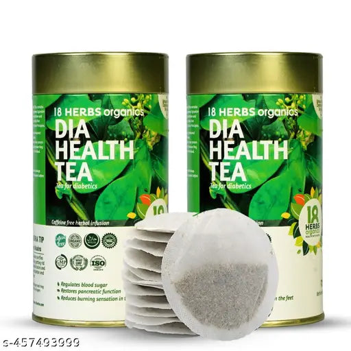 18 Herbs Organics Dia Health Tea (40 Tea Bags - Pack of 2) Organic Herbal Anti Diabetic Care Tea Bags - Blood Sugar Control Diabetes Tea