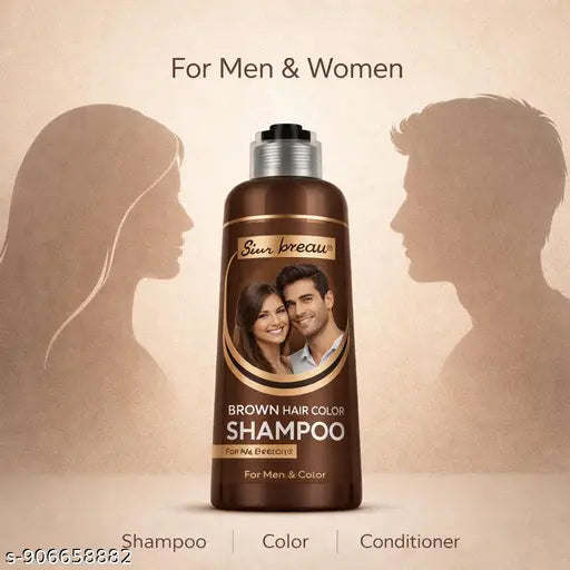 Sarbeau Brown Hair Color Shampoo 400ml | Ammonia Free | Grey Coverage ,  Brown