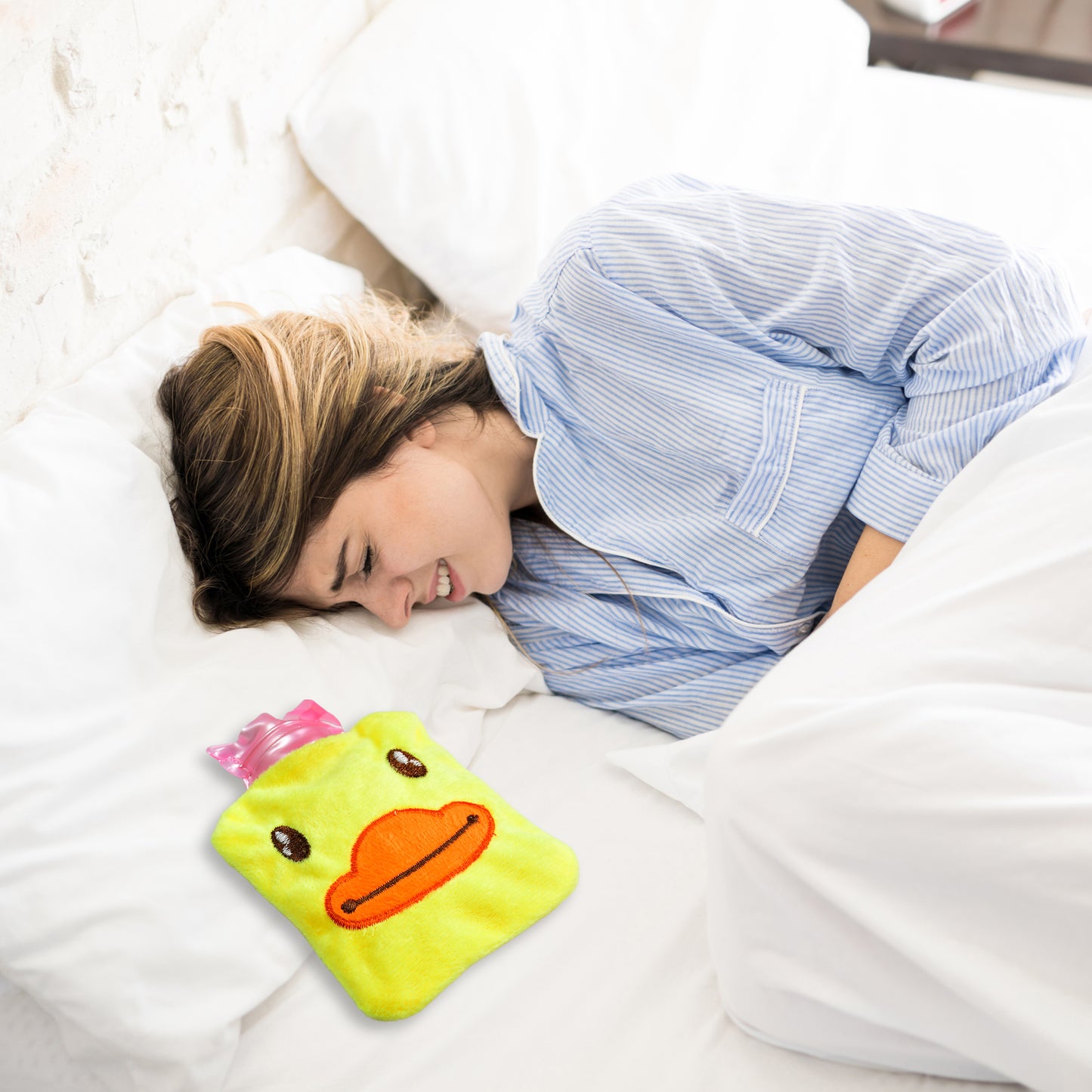 6511 Yellow Duck Small Hot Water Bag With Cover For Pain Relief Neck Shoulder Pain And Hand Feet Warmer Menstrual Cramps. - Springkart 