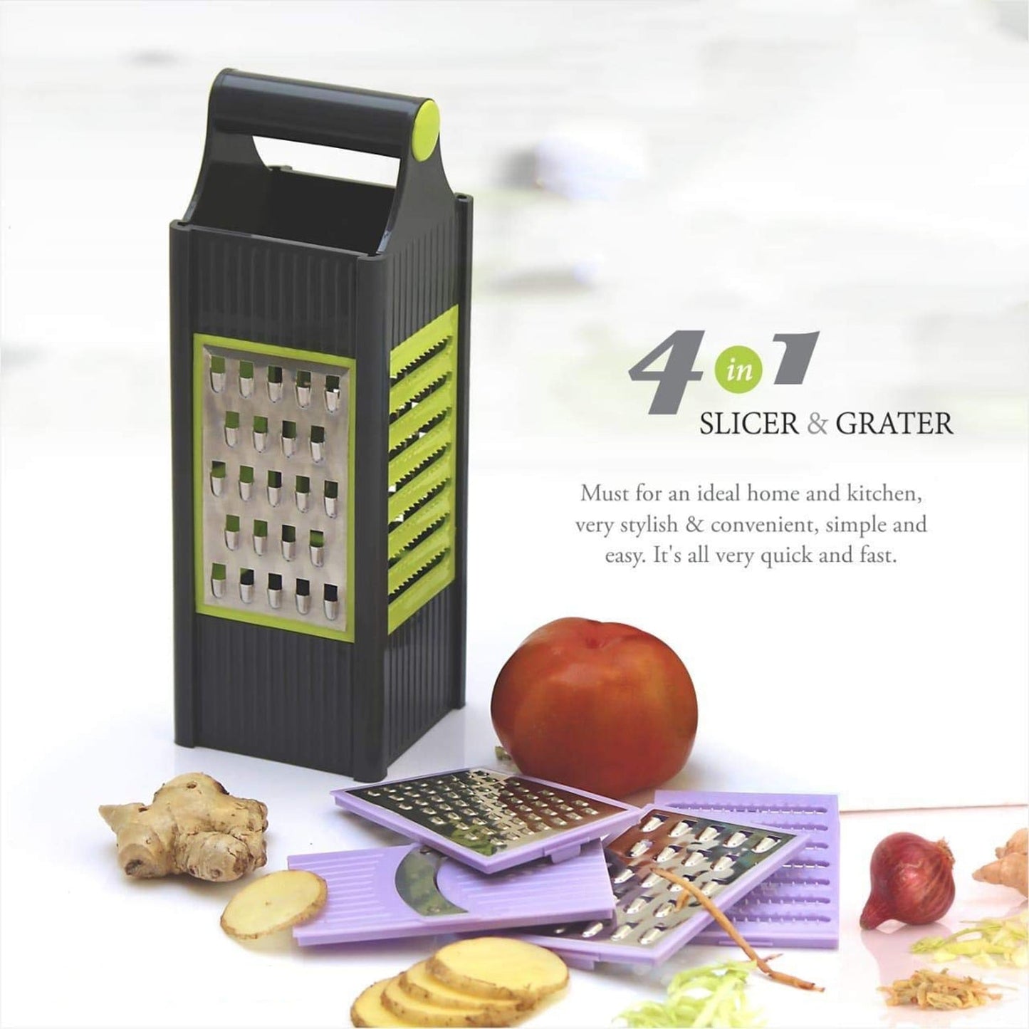 2650 4 In 1 Plastic Vegetable And Fruit Grater And Slicer For Kitchen - Springkart 