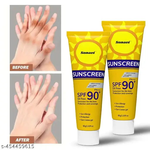 Sunscreen For Tan Free Skin | Hydrates Skin | Quick Absorb & Oil Free Sun Cream | All Skin Types | 60g pack of 2 - Springkart 