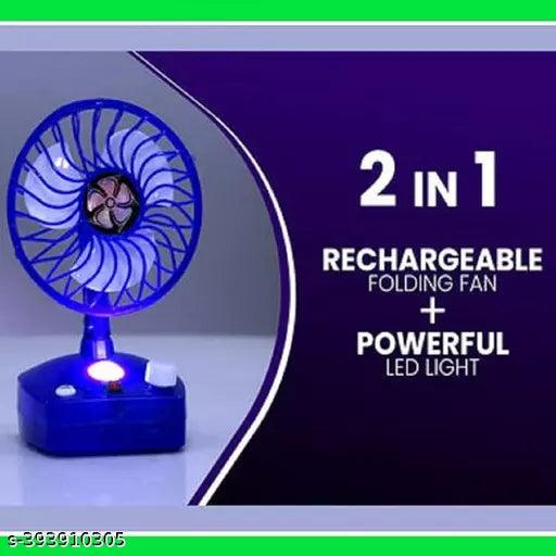 RECHARGEABLE FAN WITH LED LIGHT FOR INDOOR/OUTDOOR/ADJUSTABLE SPEED/ADJUSTABLE TILT HEAD - Springkart 