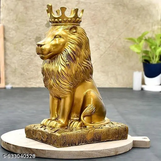 NamoCollection   Majestic Lion Statue with Crown | Royal Sculpture Showpiece for Home Decor, Living Room Accent Figurine