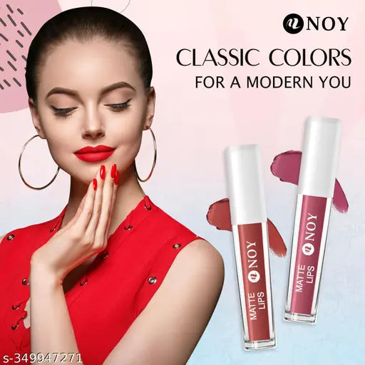 NOY Kiss-Proof & Non Transfer Matte Liquid Lip Loves No Touch-Ups Needed For All Day Fresh Look Brown, Pink (Pack OF 3) #WC111