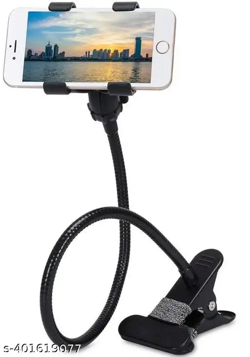 Flexi Phone Tabletop Holder, Flexible Telescopic Long Arm Mount with 360 Degree Rotatable Clamp Compatible with All Smartphones Upto 6.8 Inches (Black)