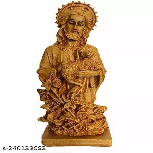 Jesus Christ Statue Idol for Living Room - 22cm (Brown) - Springkart 