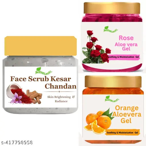 activeland Kesar chandan scrub , Orange gel , Rose gel for skin 100 gm each - Springkart 