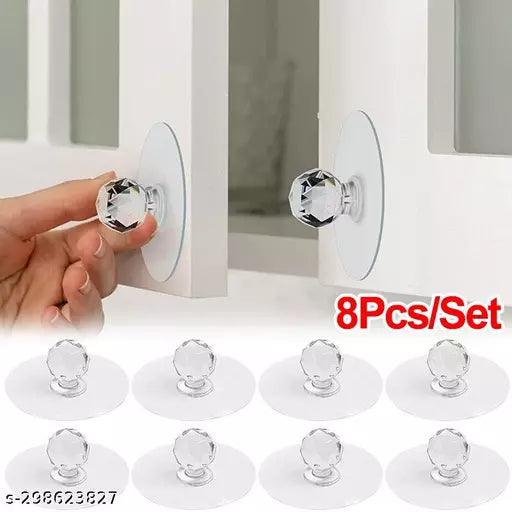 Diamond Crystal Shaped Hook Cabinet Drawer Knobs pack 8 - Springkart 