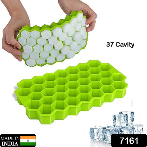 Flexible Silicone Honeycomb Design 37 Cavity Ice Cube Moulds Trays Small Cubes For Whiskey Tray For Fridge (Multicolor)