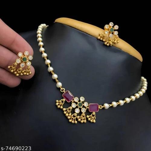 jewellery,choker,necklace,jewellery set,indian wedding jewellery set,Maangalyam/Murukku,south,indian,maharastrian,highquality set for women girls - Springkart 