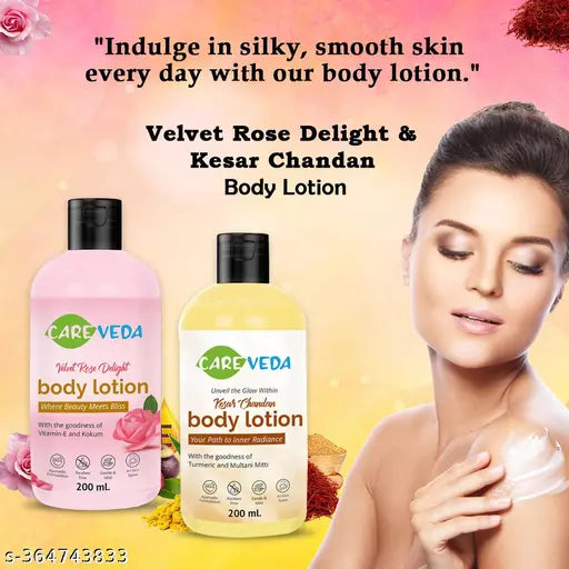 Body Lotion Combo Set of 2 - Rose Delight 200 ml, Kesar Chandan 200 ml, For All Skin Types - Springkart 