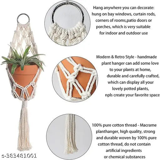 Hanging Planters Macrame Plant Hangers Indoor Outdoor Hanging Planter Handmade Hanging Plants Cotton Rope Hanging Basket Flower