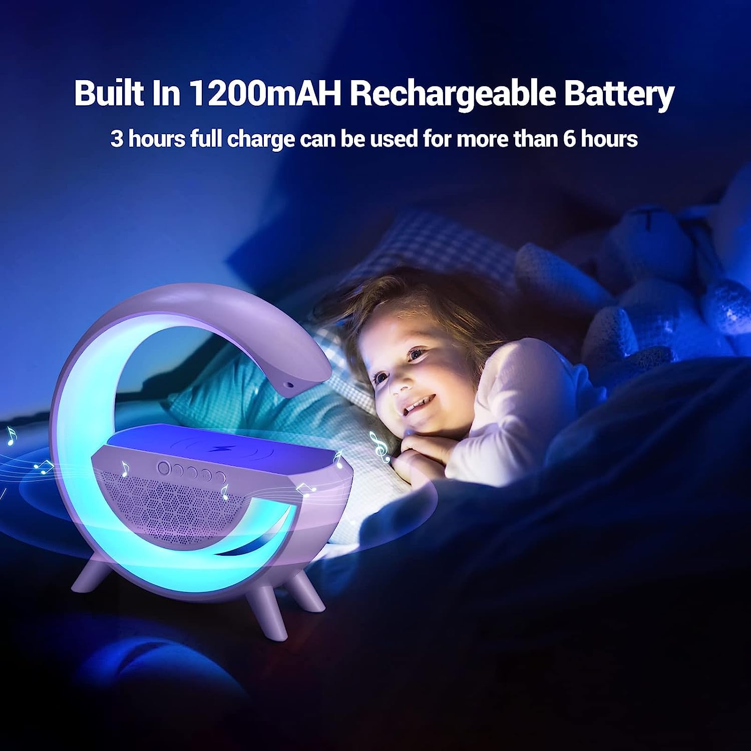 1393 3-in-1 Multi-function Led Night Lamp With Bluetooth Speaker Wireless Charging For Bedroom For Music Party And Mood Lighting - Perfect Gift For All Occasions - Springkart 
