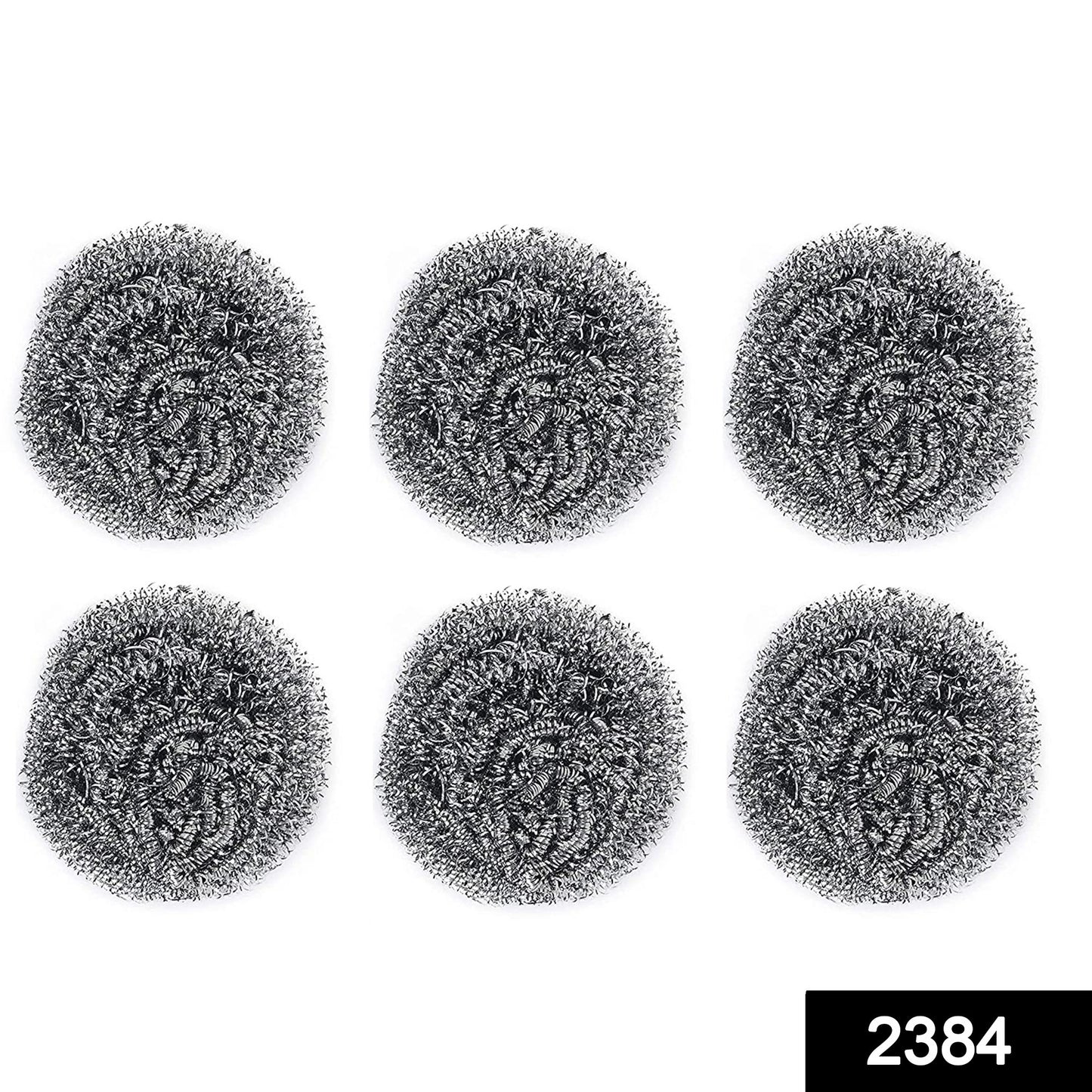 2384 Round Shape Stainless Steel Scrubber (Pack Of 6) - Springkart 