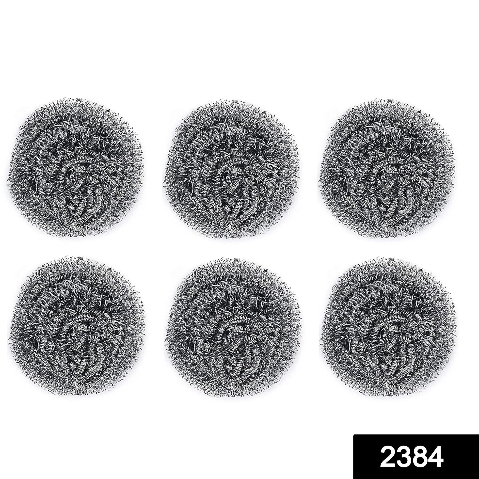 2384 Round Shape Stainless Steel Scrubber (Pack Of 6) - Springkart 