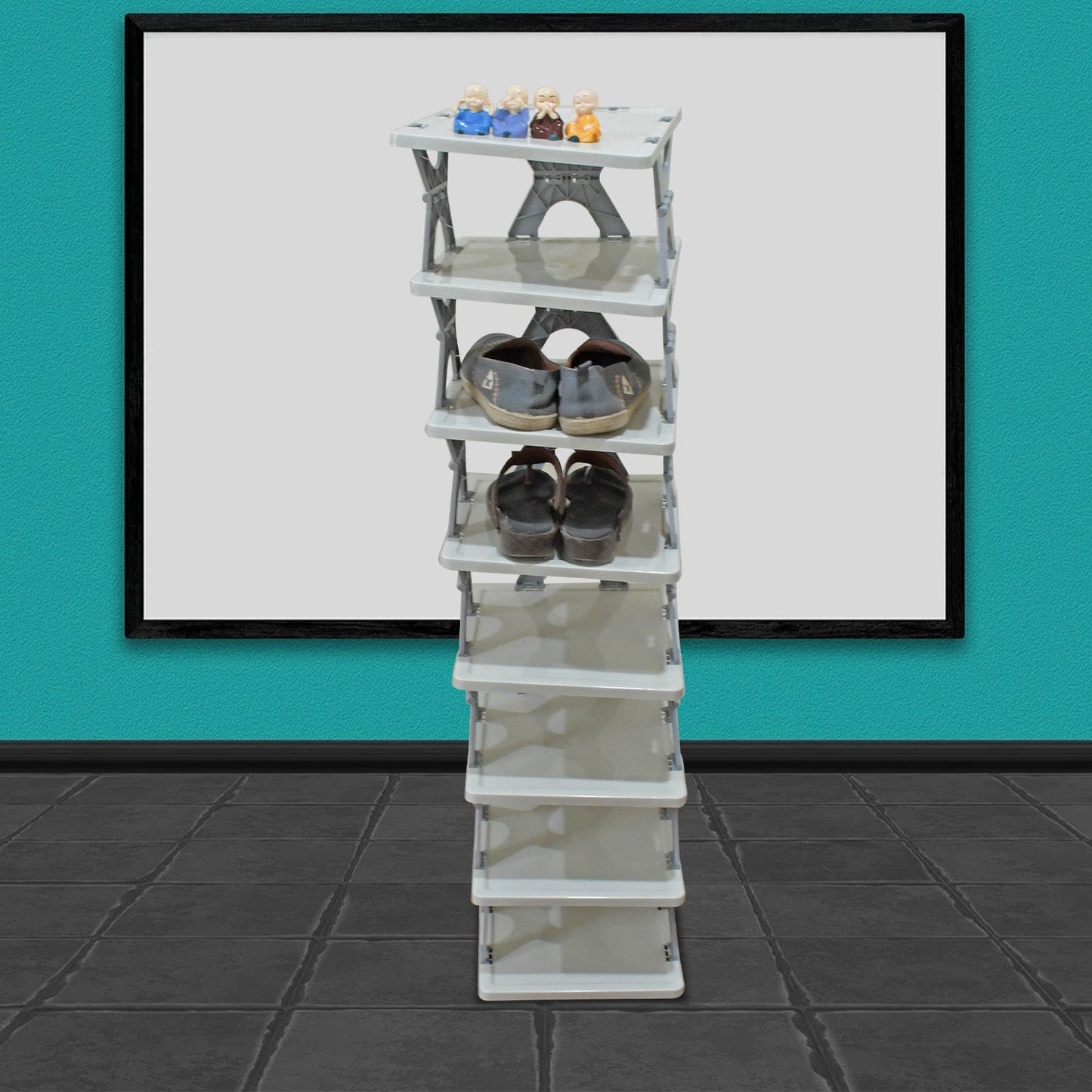 Foldable Shoe Rack (1 Pc, 8 Layers): Space-Saving, Entryway Storage - Springkart 