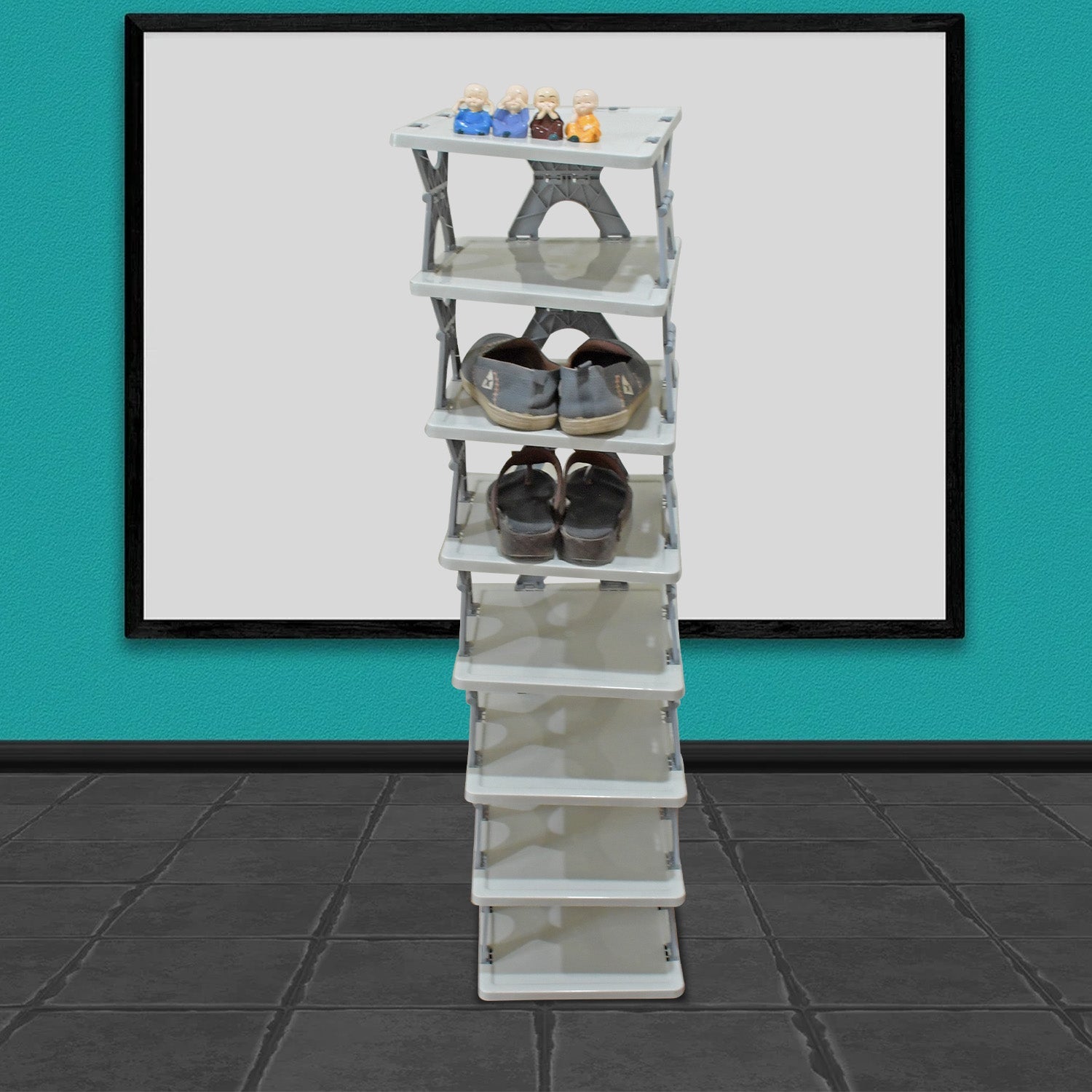 Foldable Shoe Rack (1 Pc, 8 Layers): Space-Saving, Entryway Storage - Springkart 